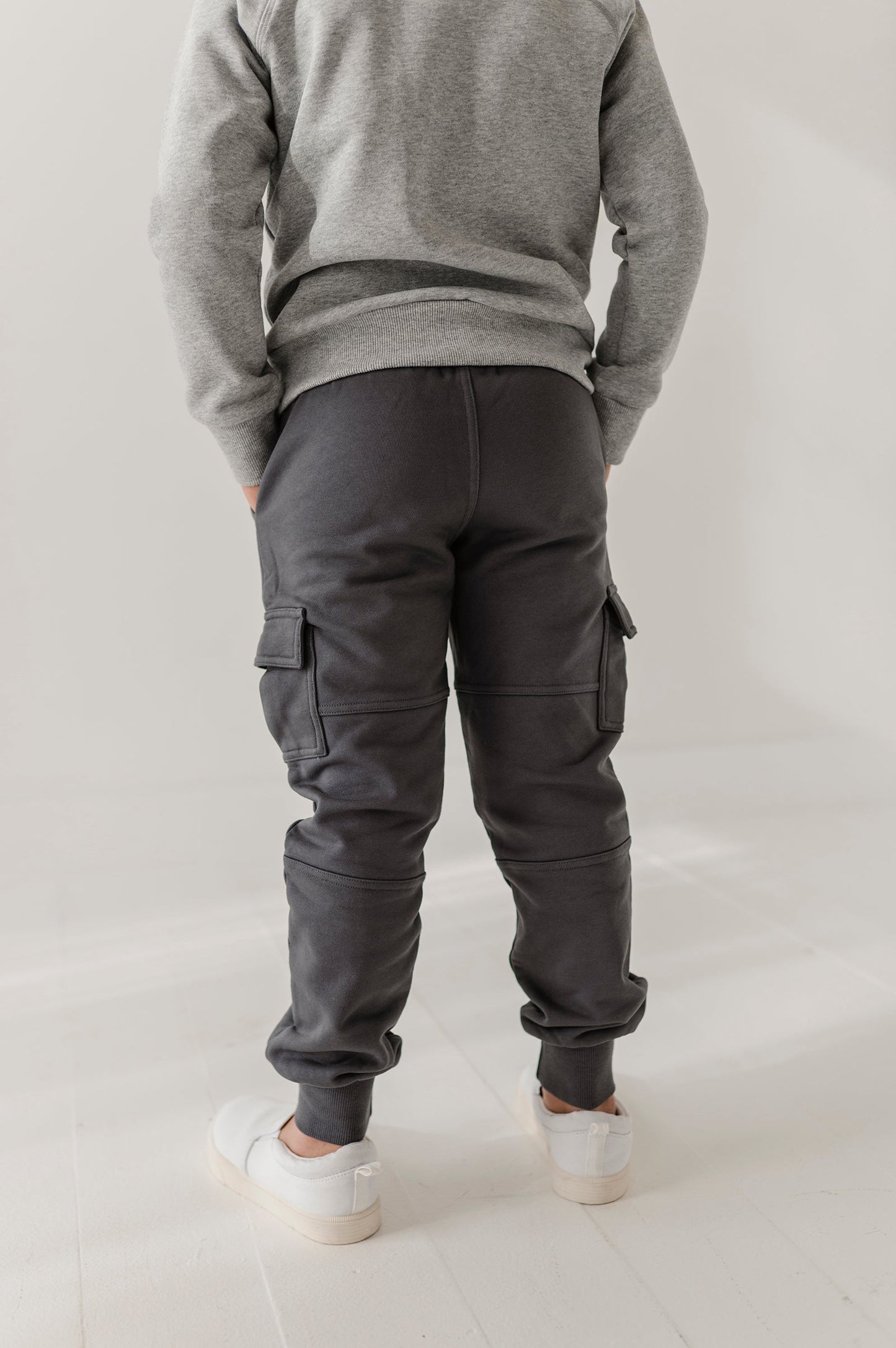 Boys Cargo Fleece Pant in Thunder