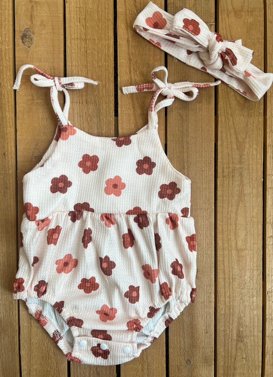 Neutral Daisy Romper Set