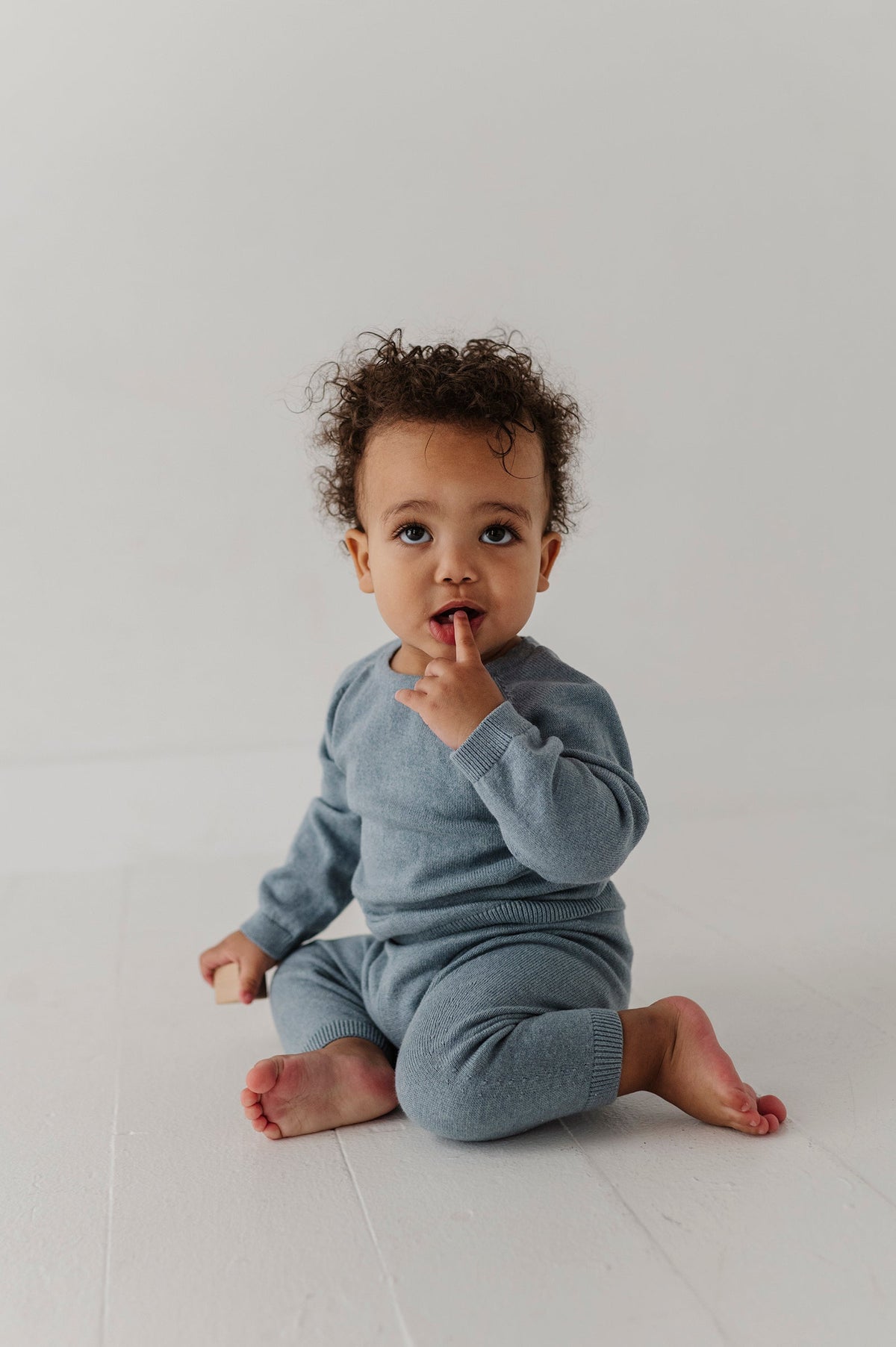 Baby Boy Soft Knit Baby Set in Teal Marble