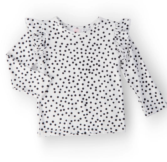 Scattered Dot Ruffle Sleeve Top