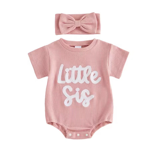Waffle Knit Little Sis Romper