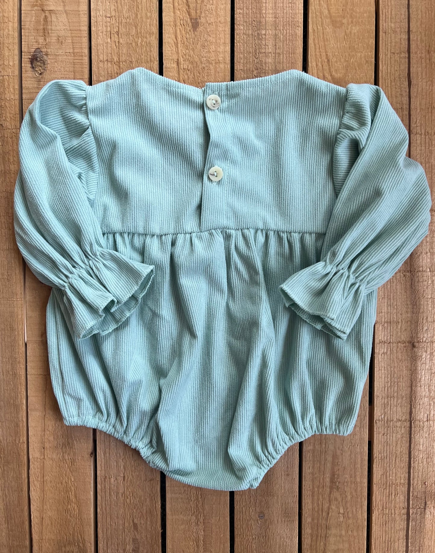 Mint Corduroy Embroidered Romper