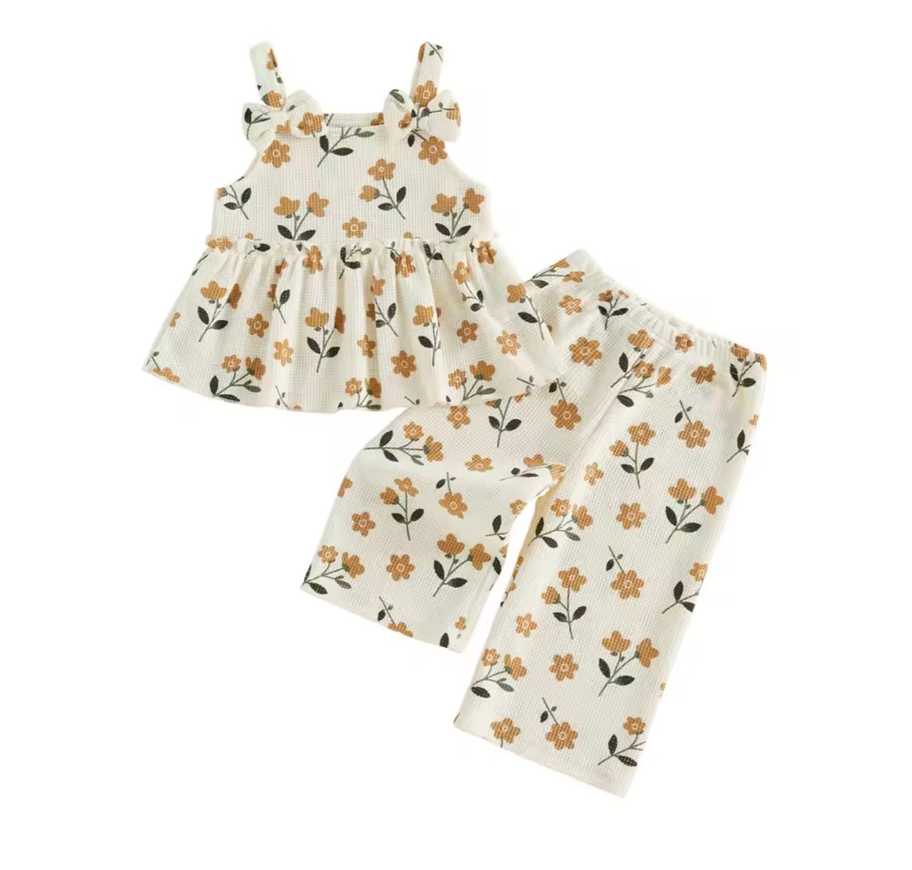Neutral Floral Peplum Set