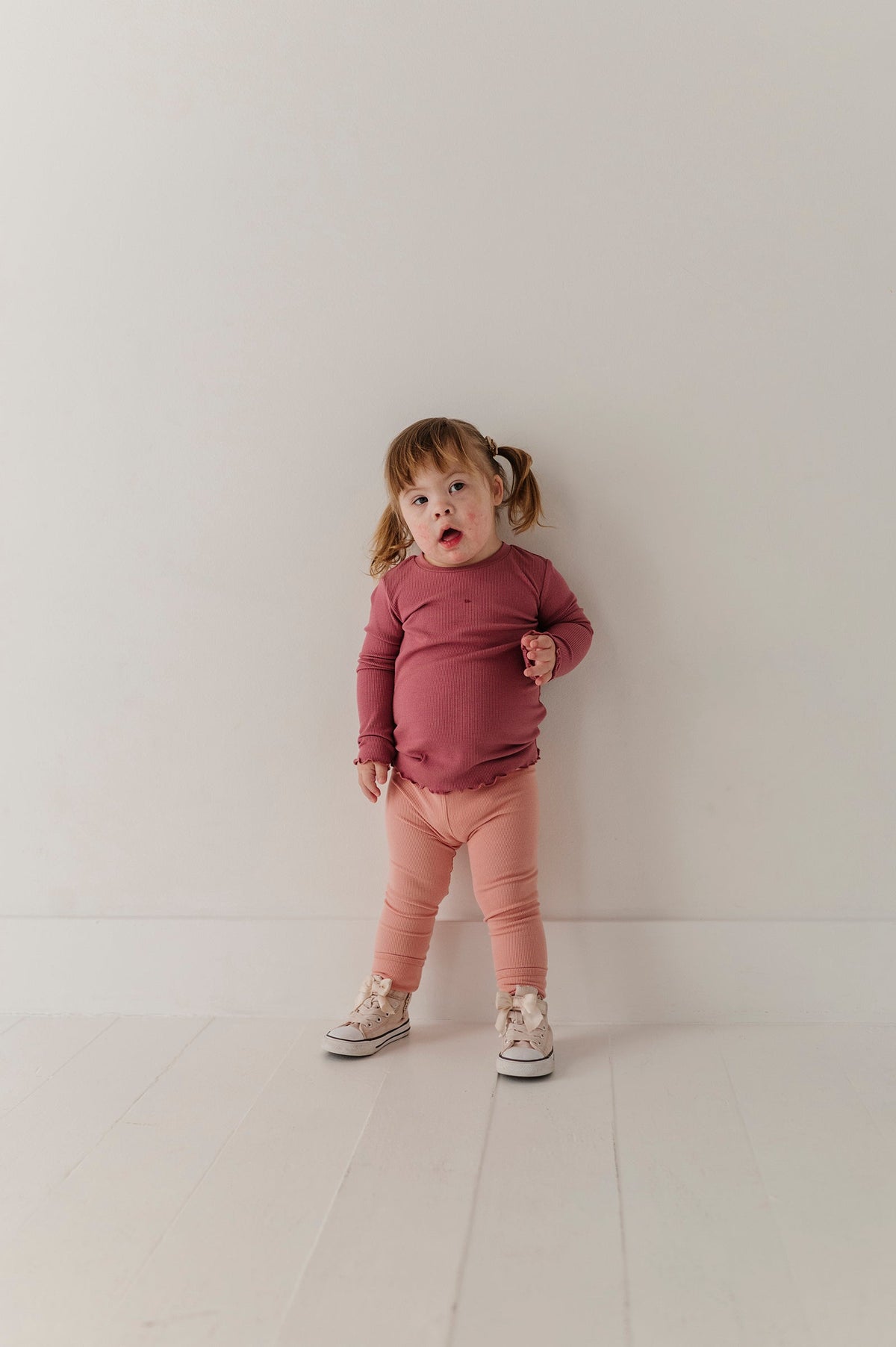 Girls Lettuce Hem Tee in Mesa Rose