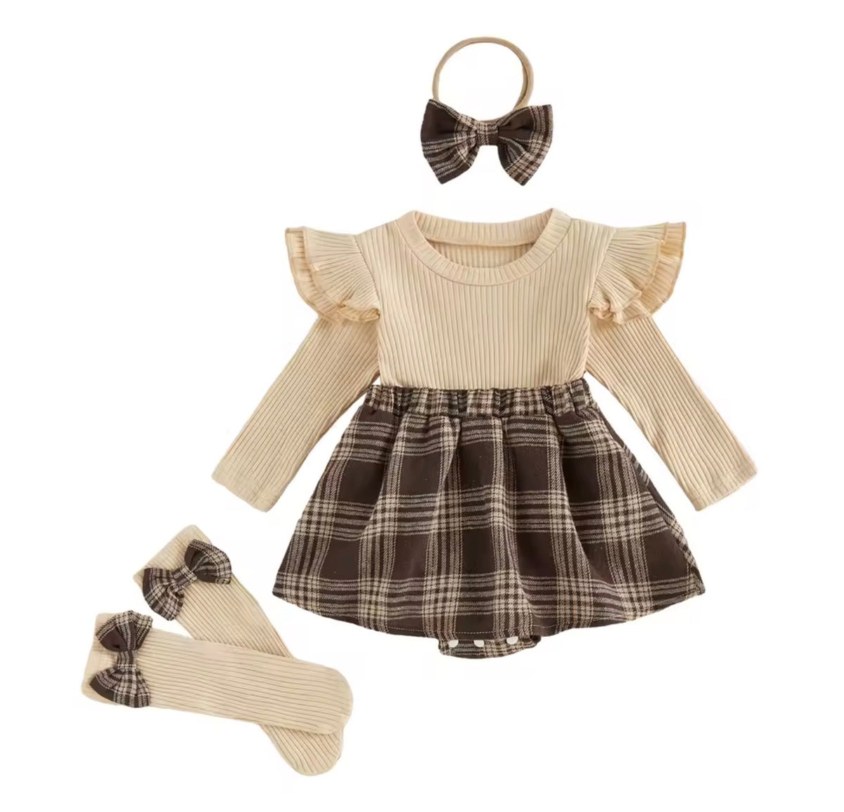 Plaid Ruffle Dress Set