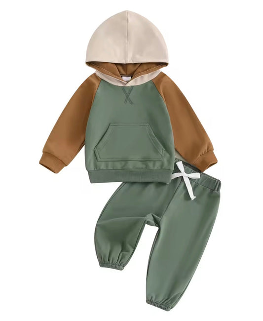 Color Block Hoodie Set