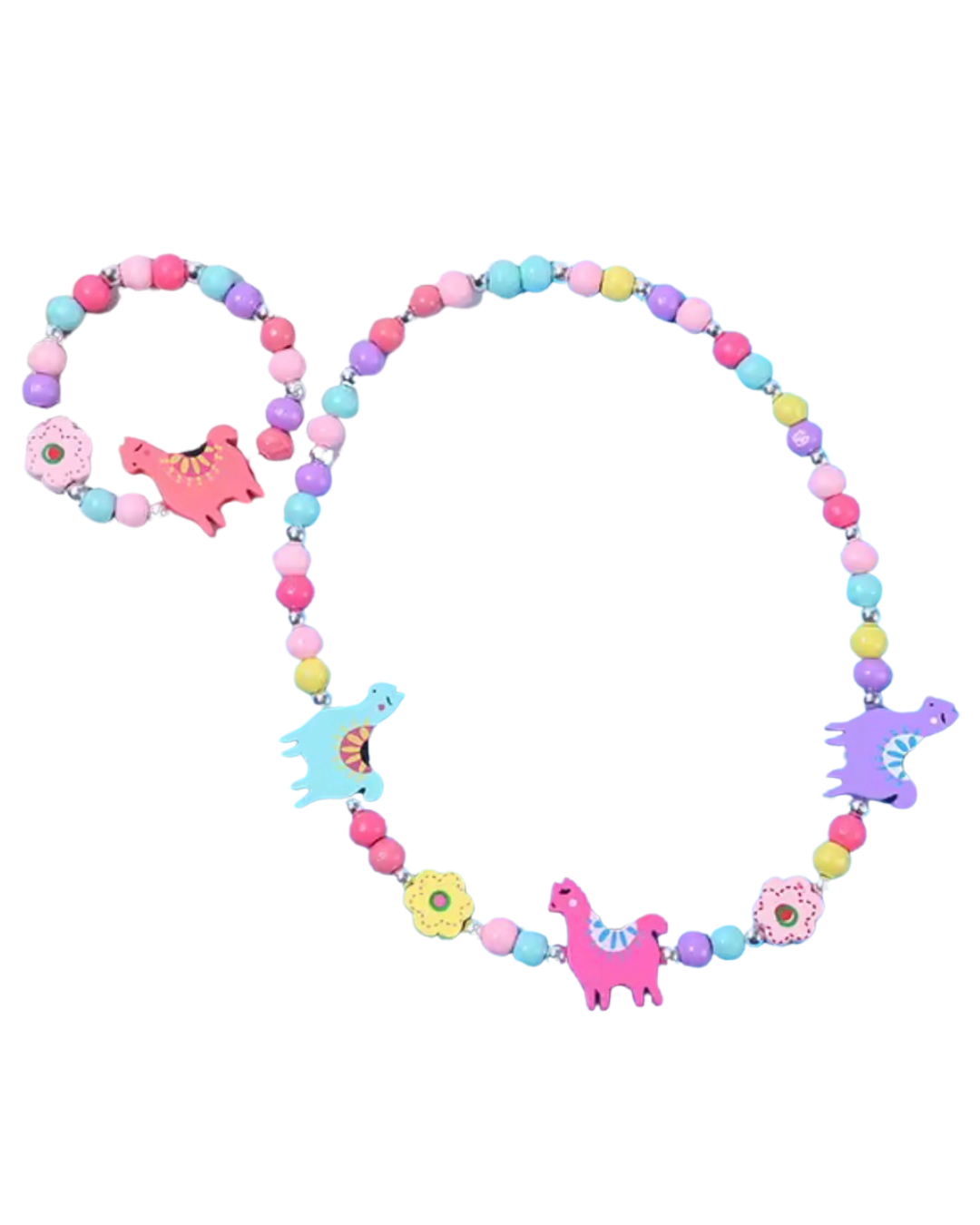 Wooden Alpaca Necklace Set