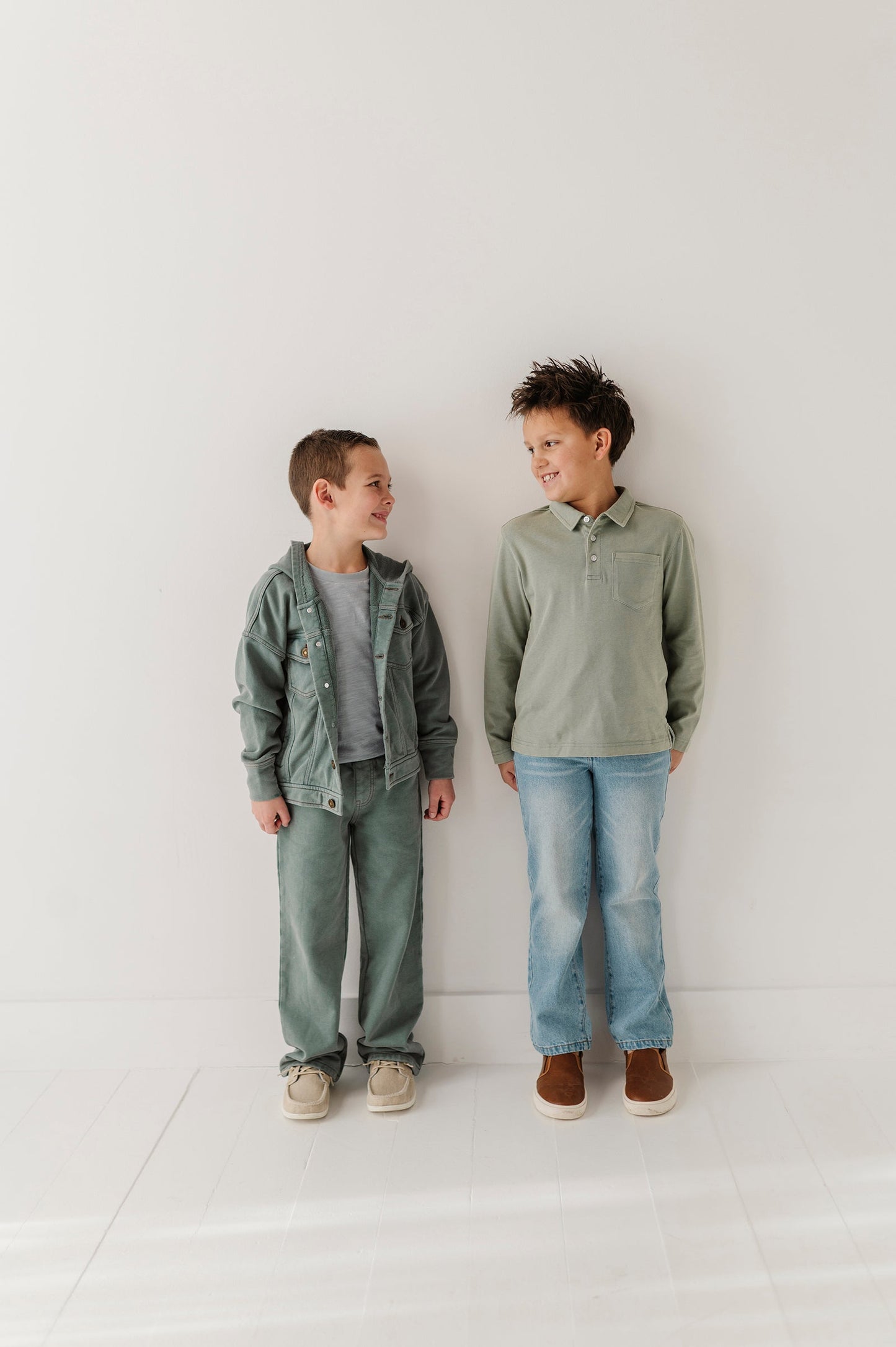 Boys Garment-Washed Collar Shirt in Iceberg