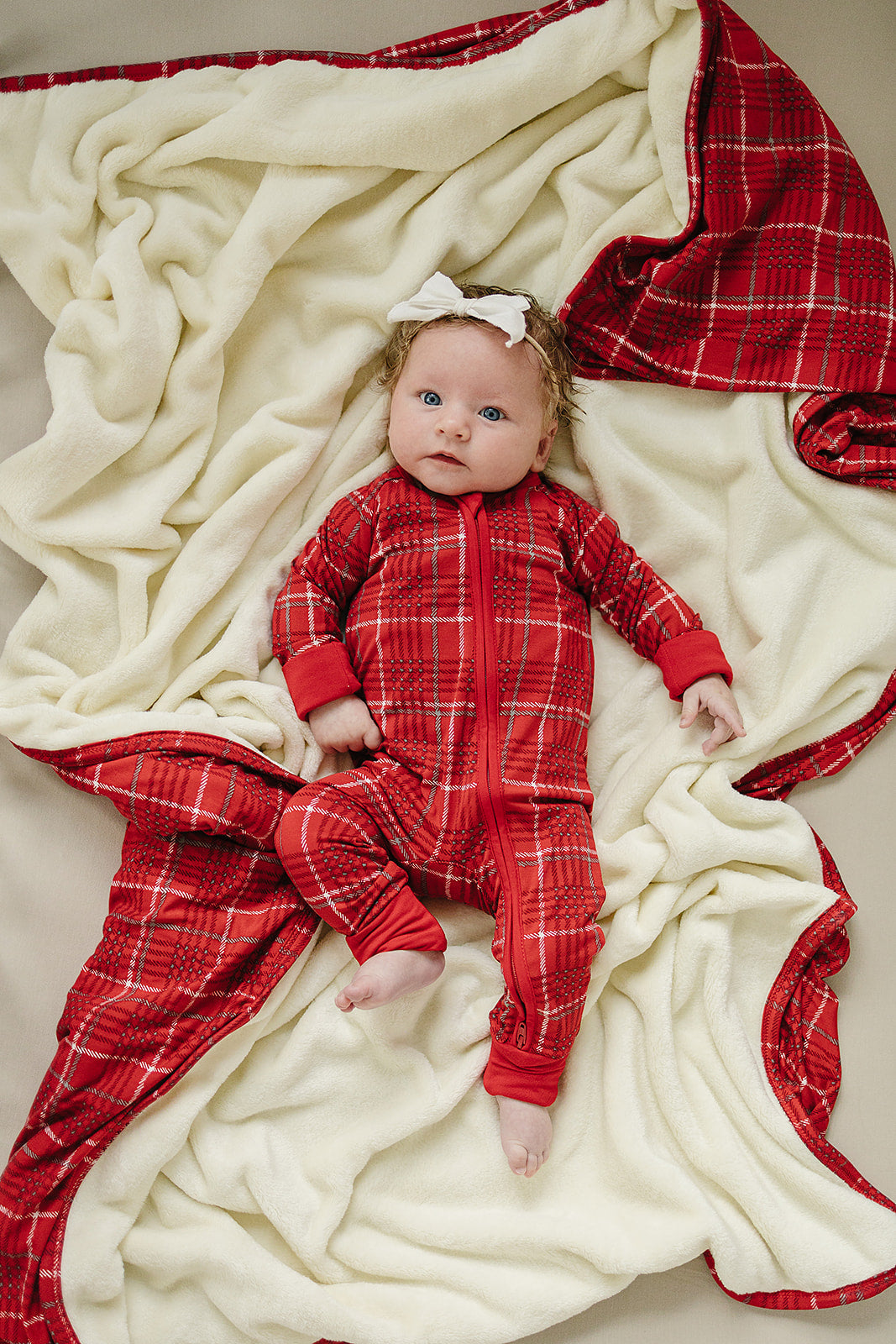 Mebie Baby Red Plaid Bamboo Zipper