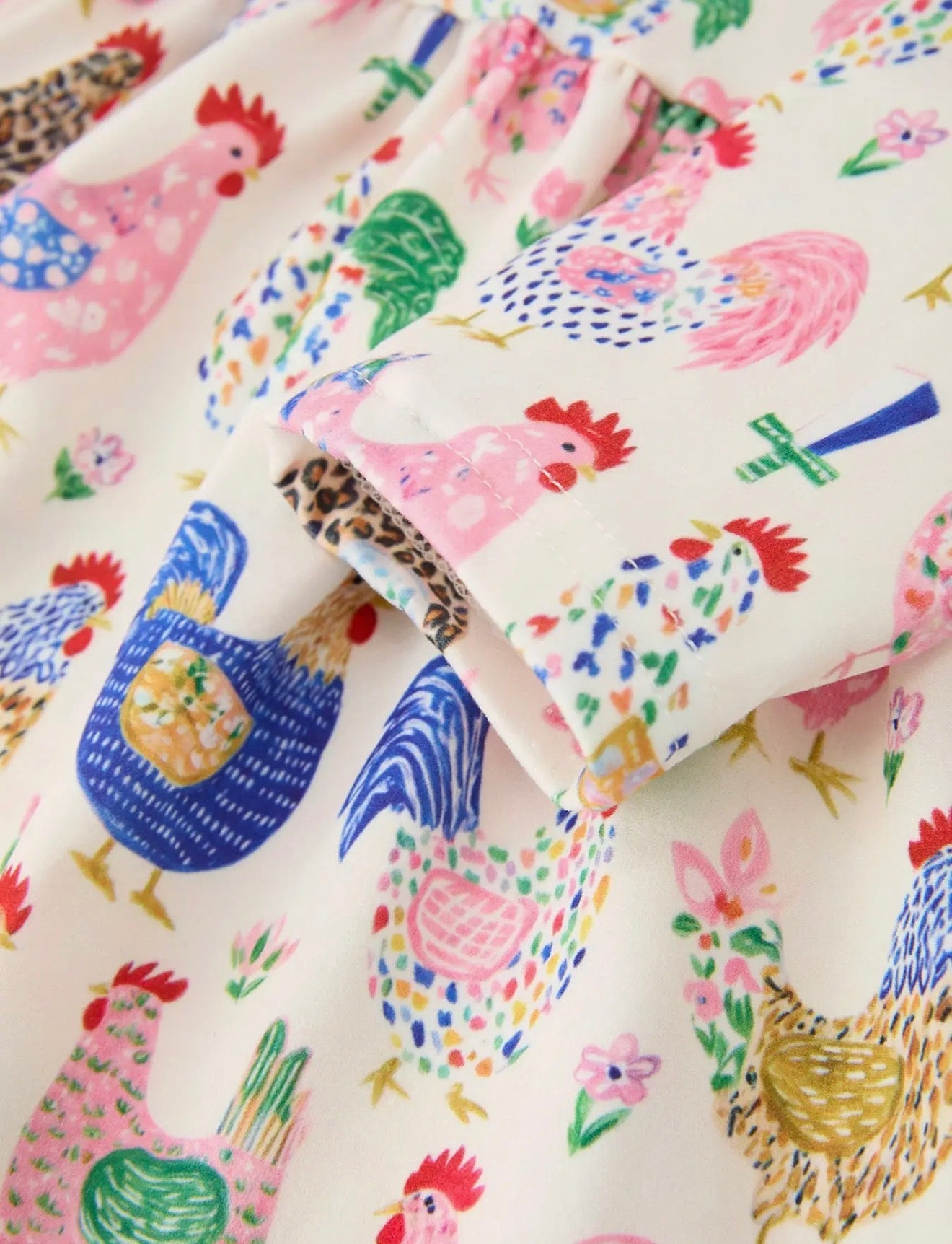 Chicken Print Ruffle Hem Twirl Dress