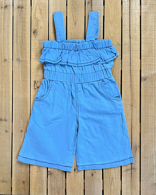 Cropped Denim Romper