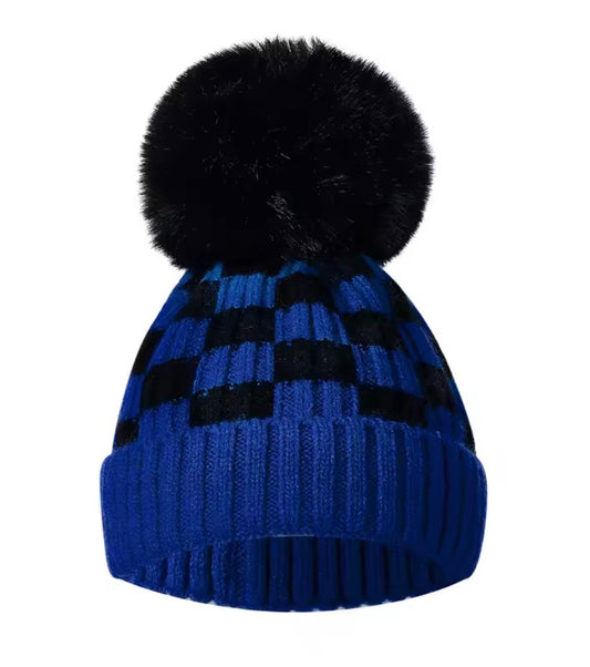 Black and Blue Checkered Beanie