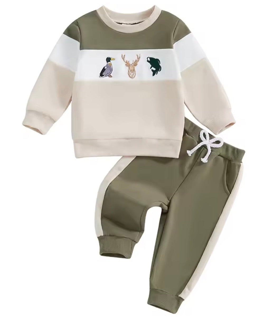 Embroidered Deer, Fish, and Duck Set