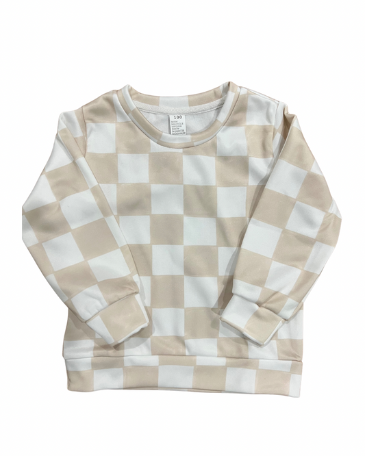 Neutral Checkered Pullover