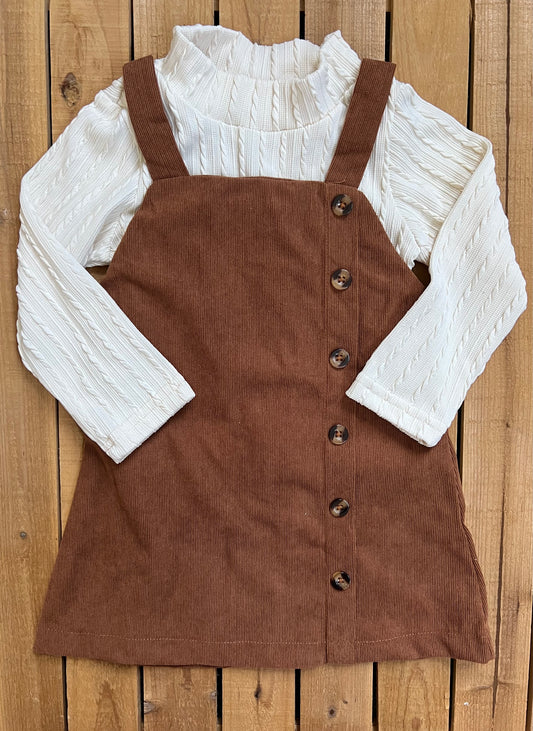 Corduroy Button Overall Dress