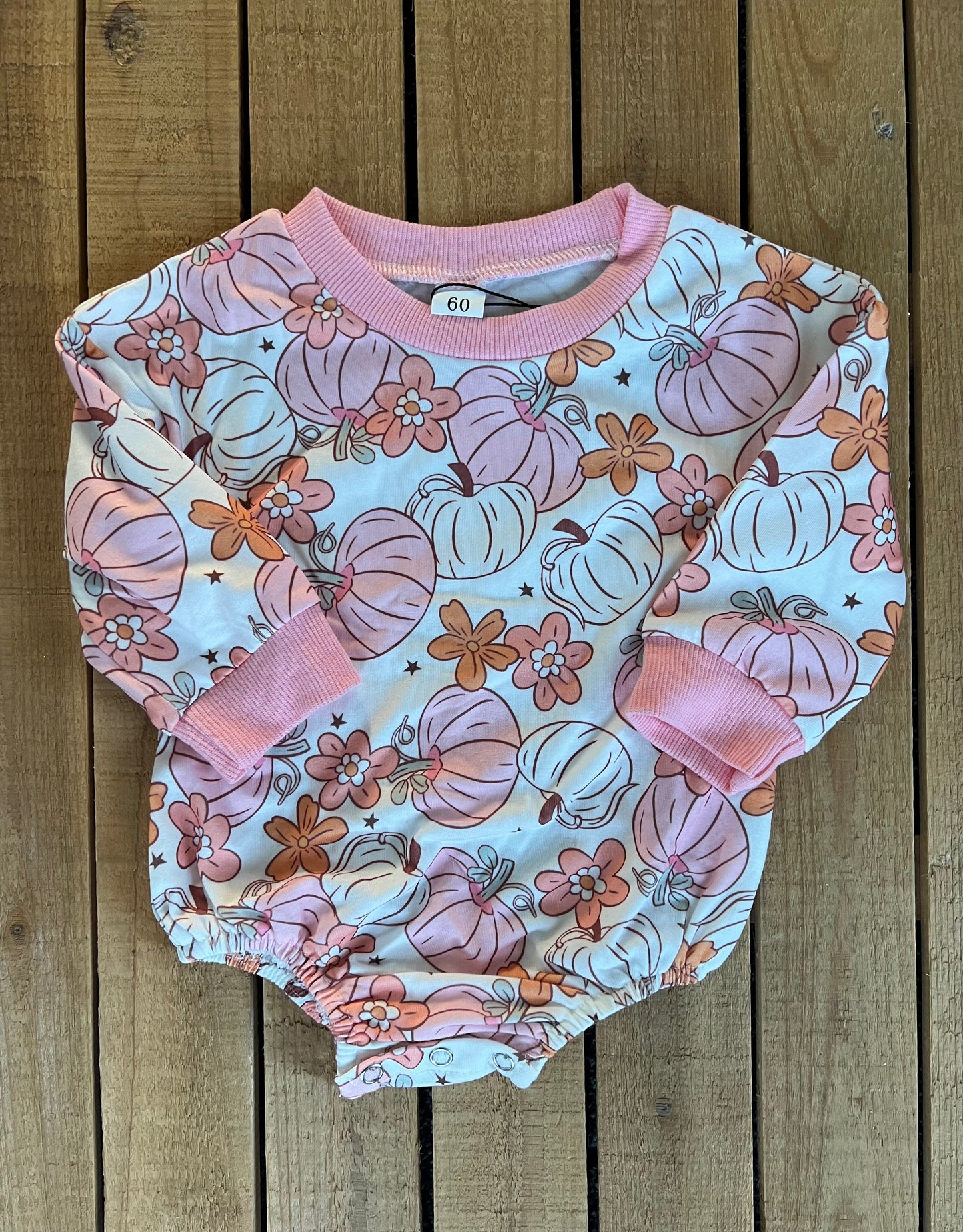 Pink Pumpkin Print Romper