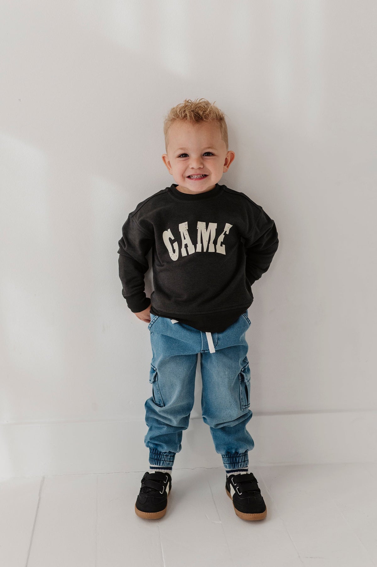 Boys Denim Jogger in Mid Blue Wash