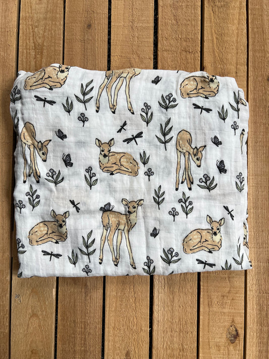 Deer Print Muslin Blanket