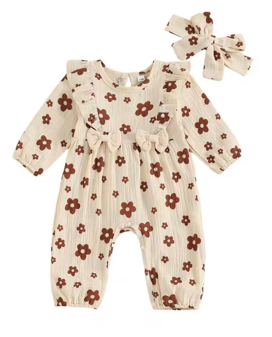 Neutral Flutter Shoulder Daisy Romper