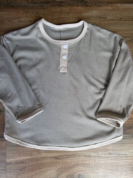 Oversized Cream And Black Striped Tee