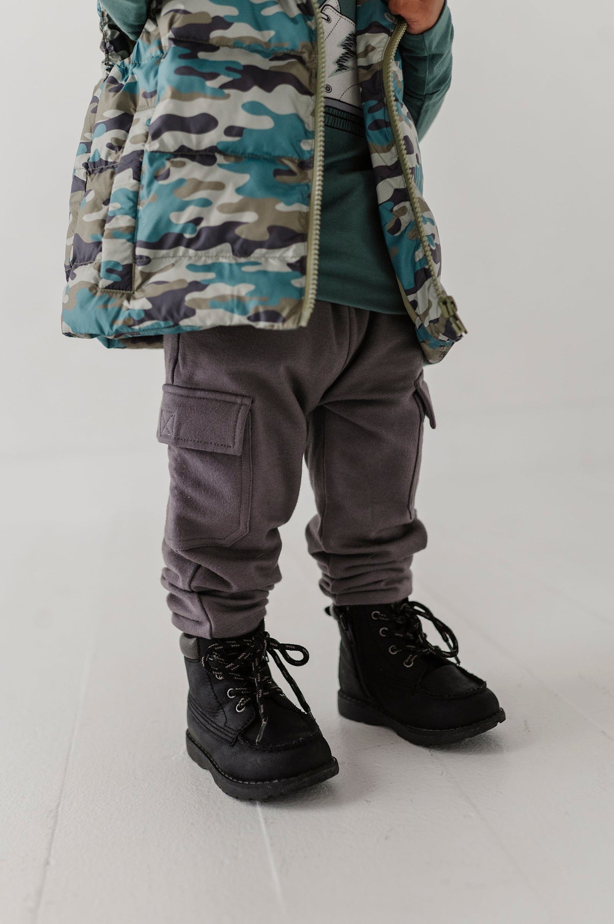 Boys Cargo Pants in Tornado Gray