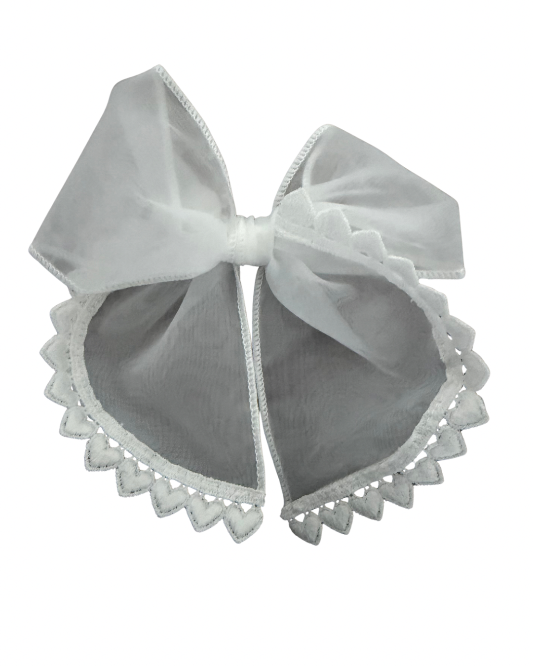 White Heart Trim Bow