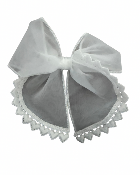White Heart Trim Bow