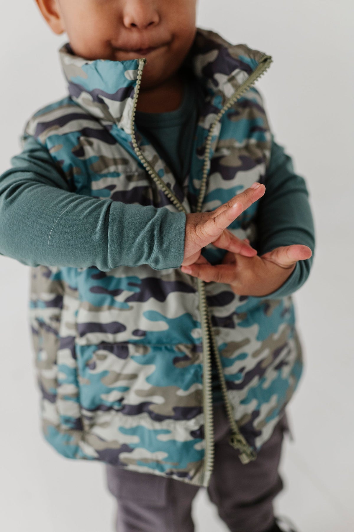 Boys Puffer Vest in Camouflage