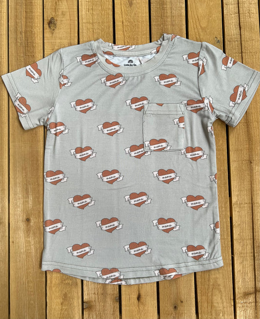 Mama Tattoo Hearts Bamboo Pocket Tee