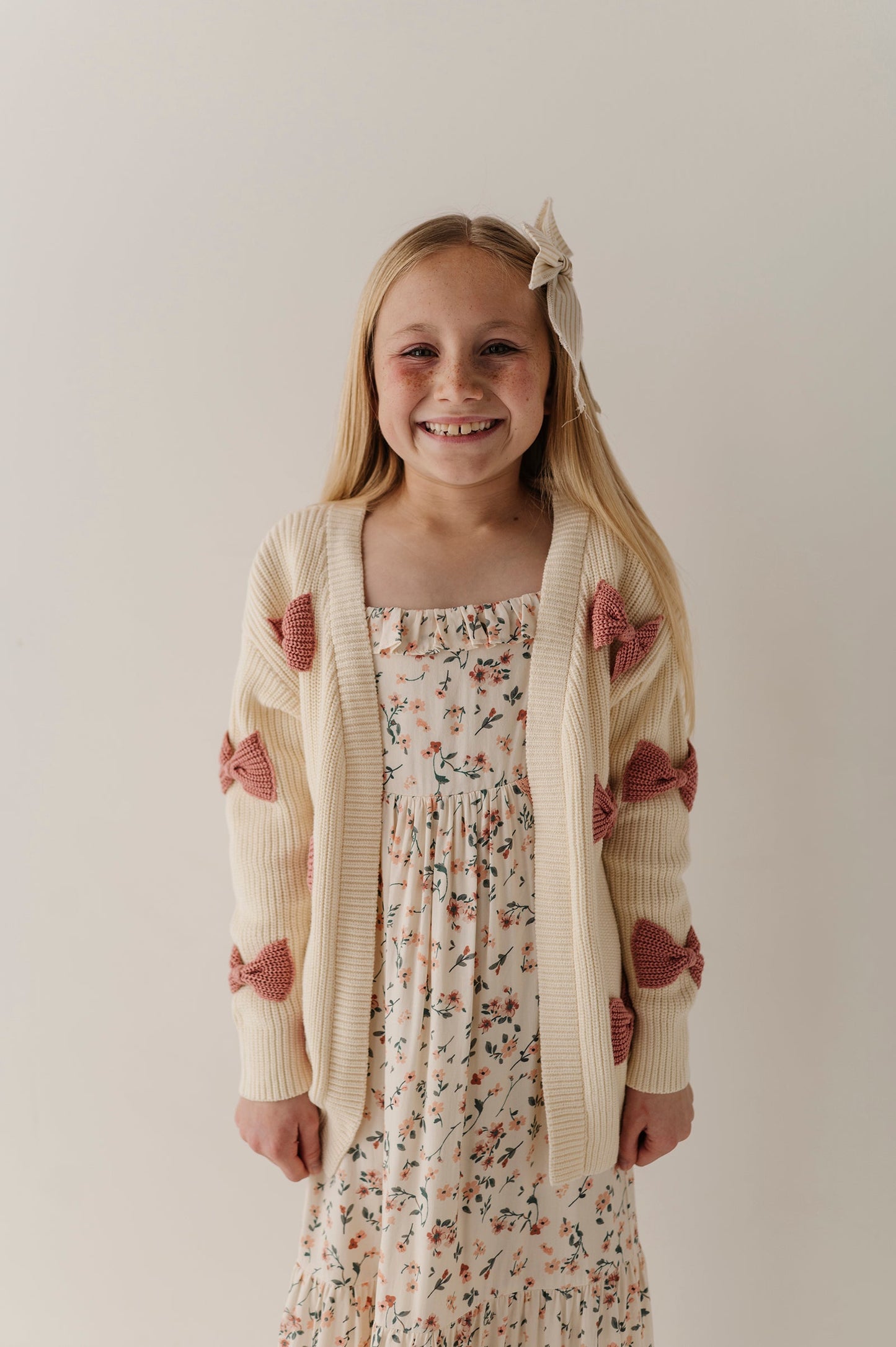 Girls Peasant Ruffle Maxi Dress in Dasha Ditsy in Cream