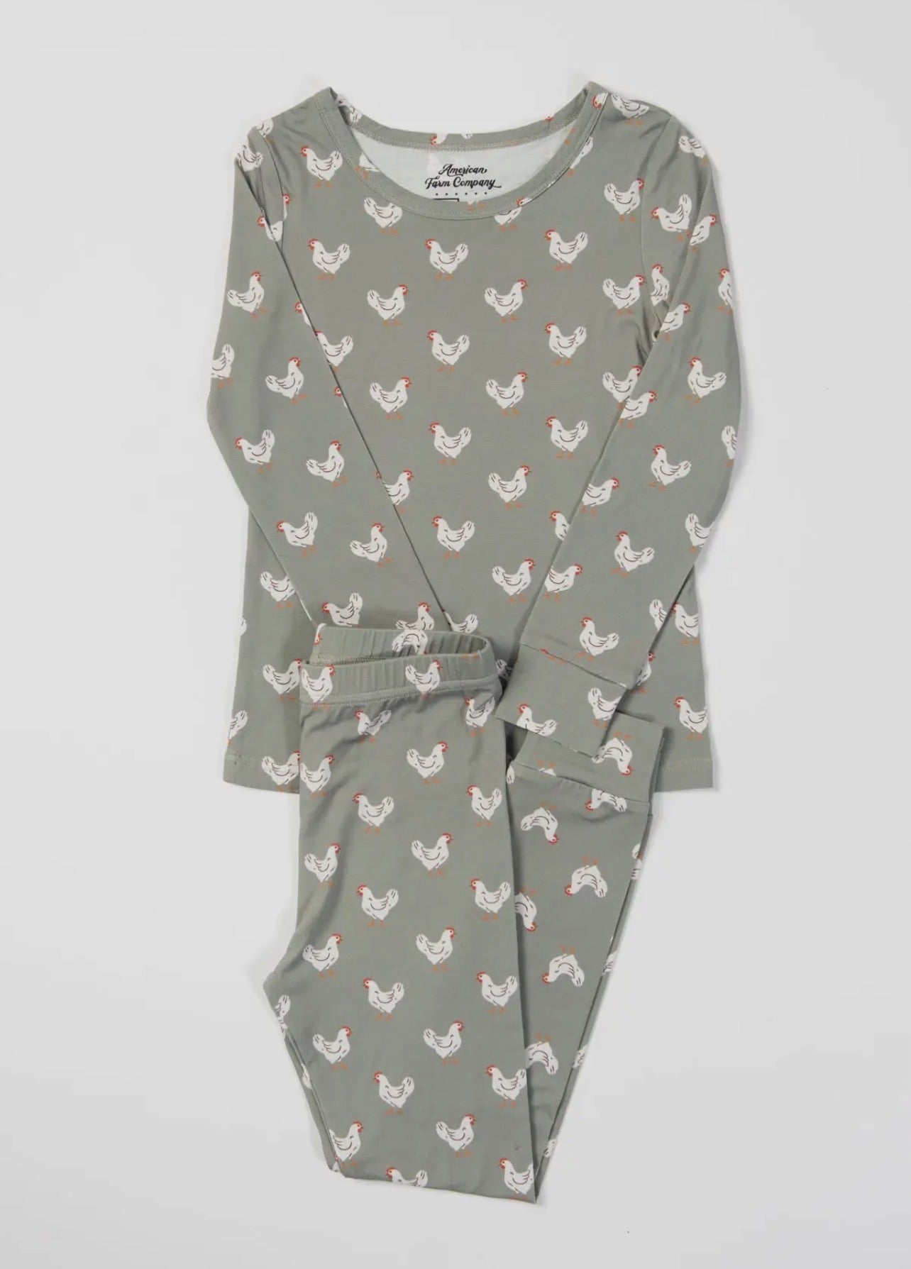 Sage Chicken Print Bamboo Set