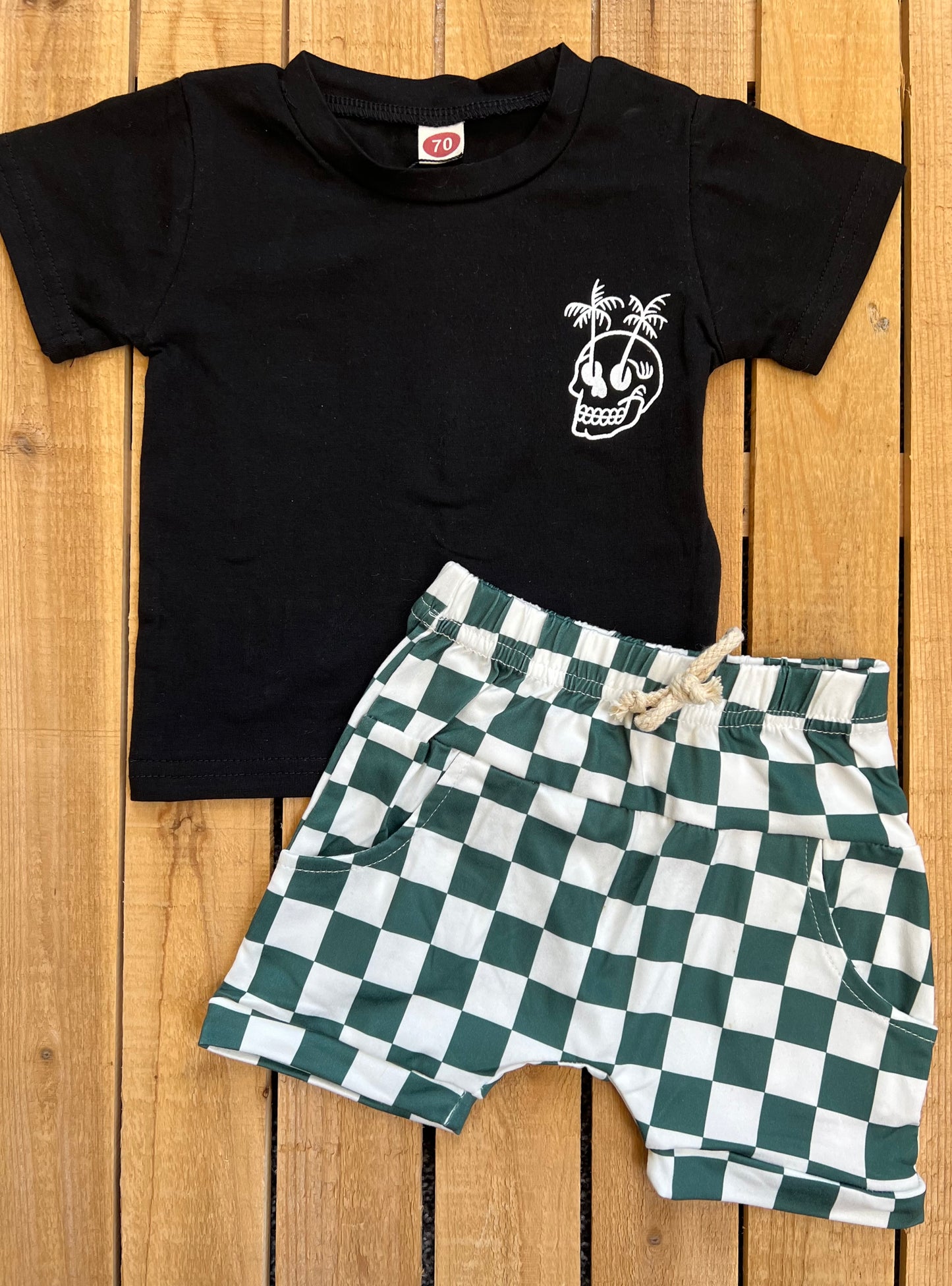 Skull “Trouble” Checkered Set