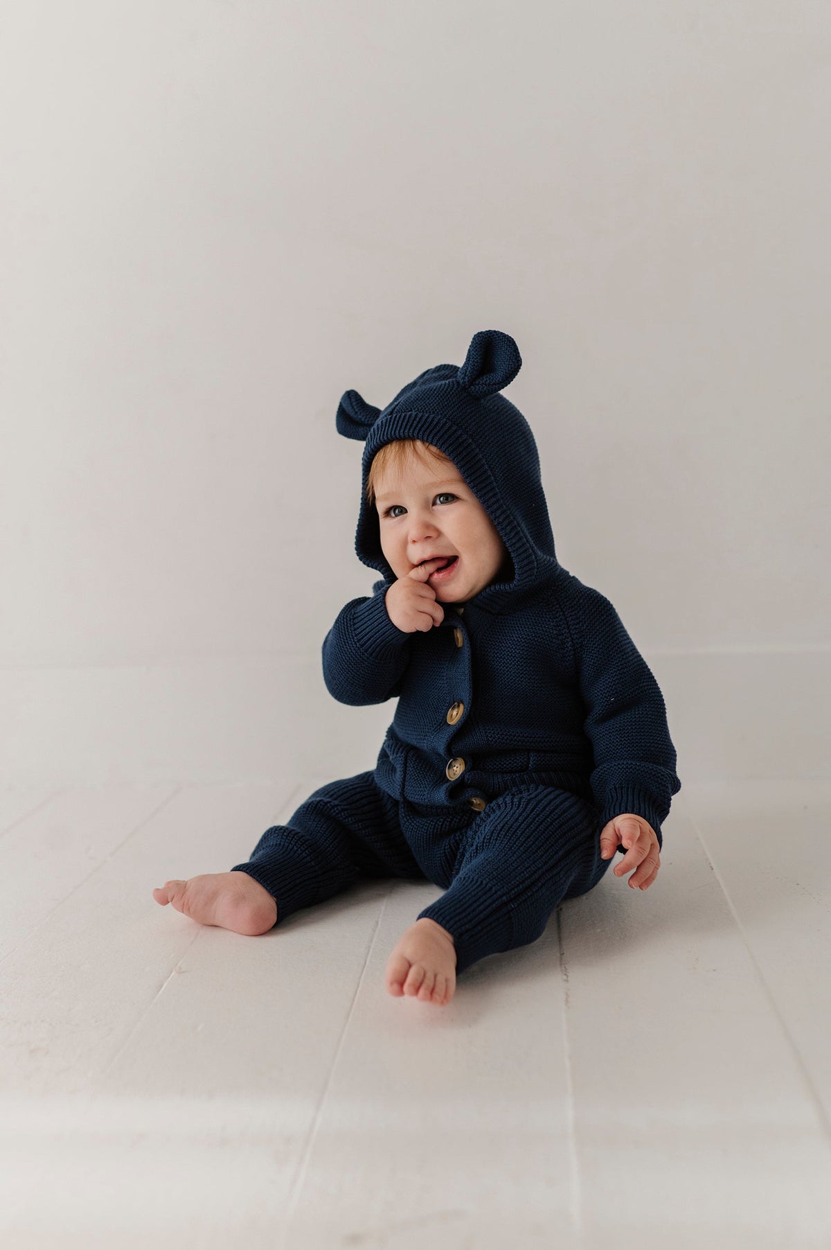 Knit Hoodie in Navy