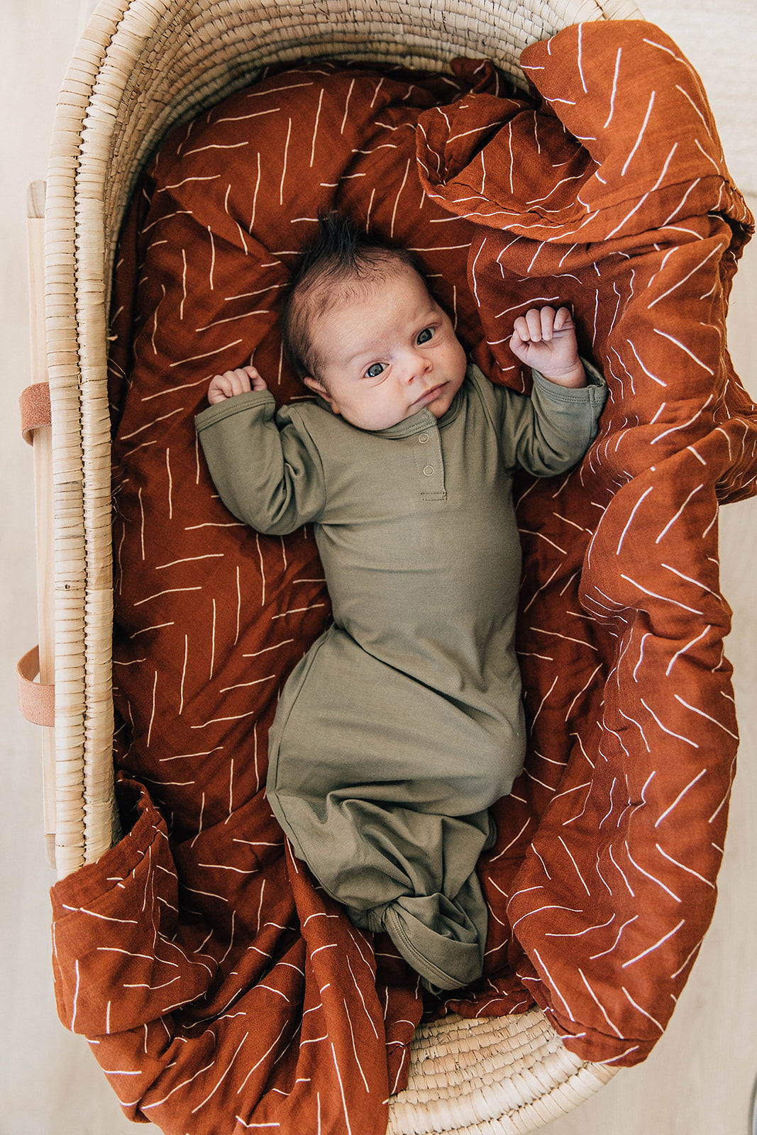 Mebie Baby Olive Bamboo Knot Gown