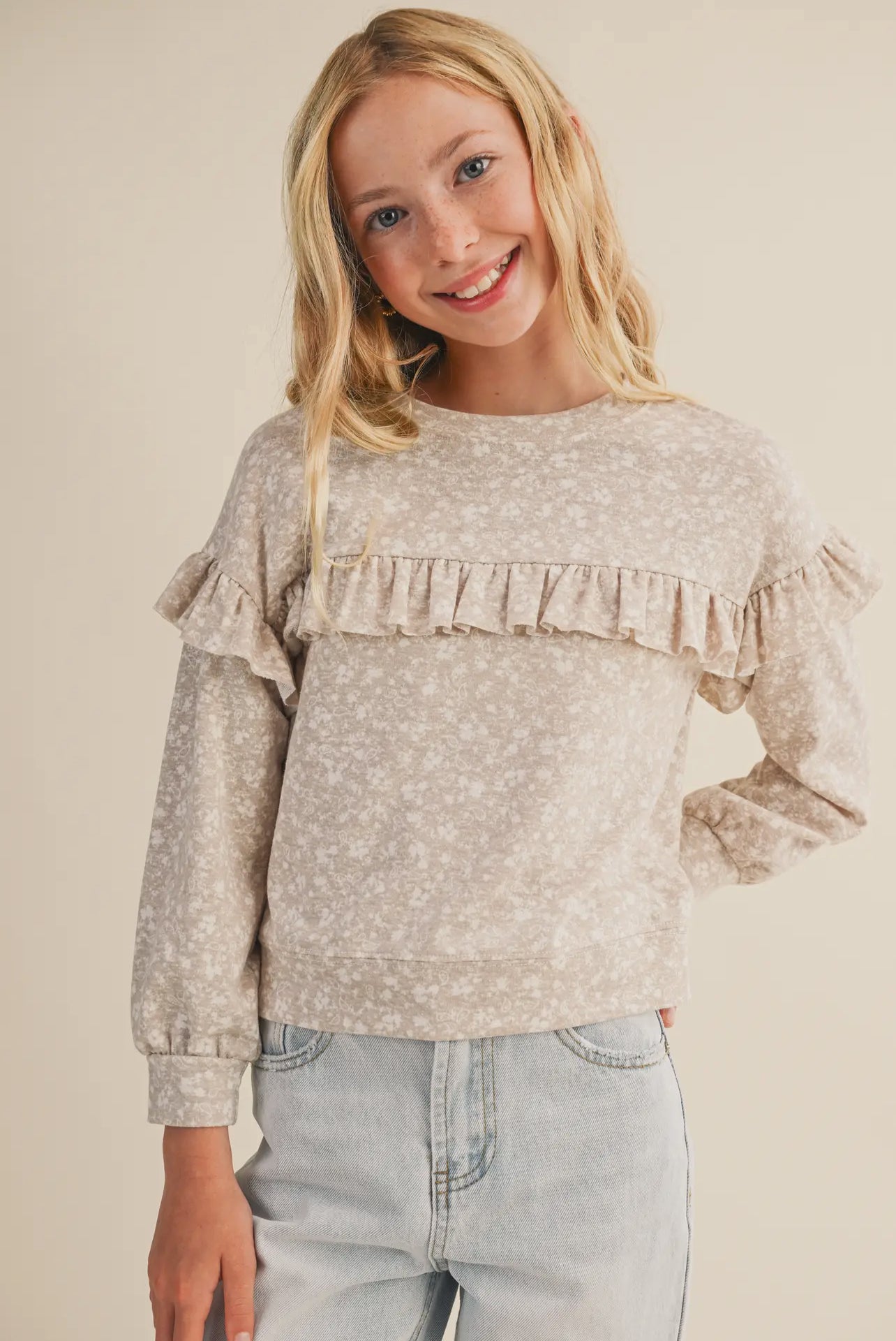 Ruffle Print Sweatshirt