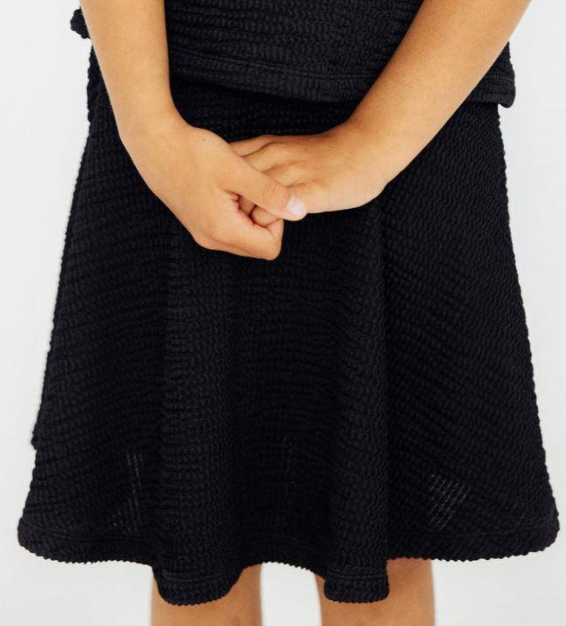 Black Textured Skort