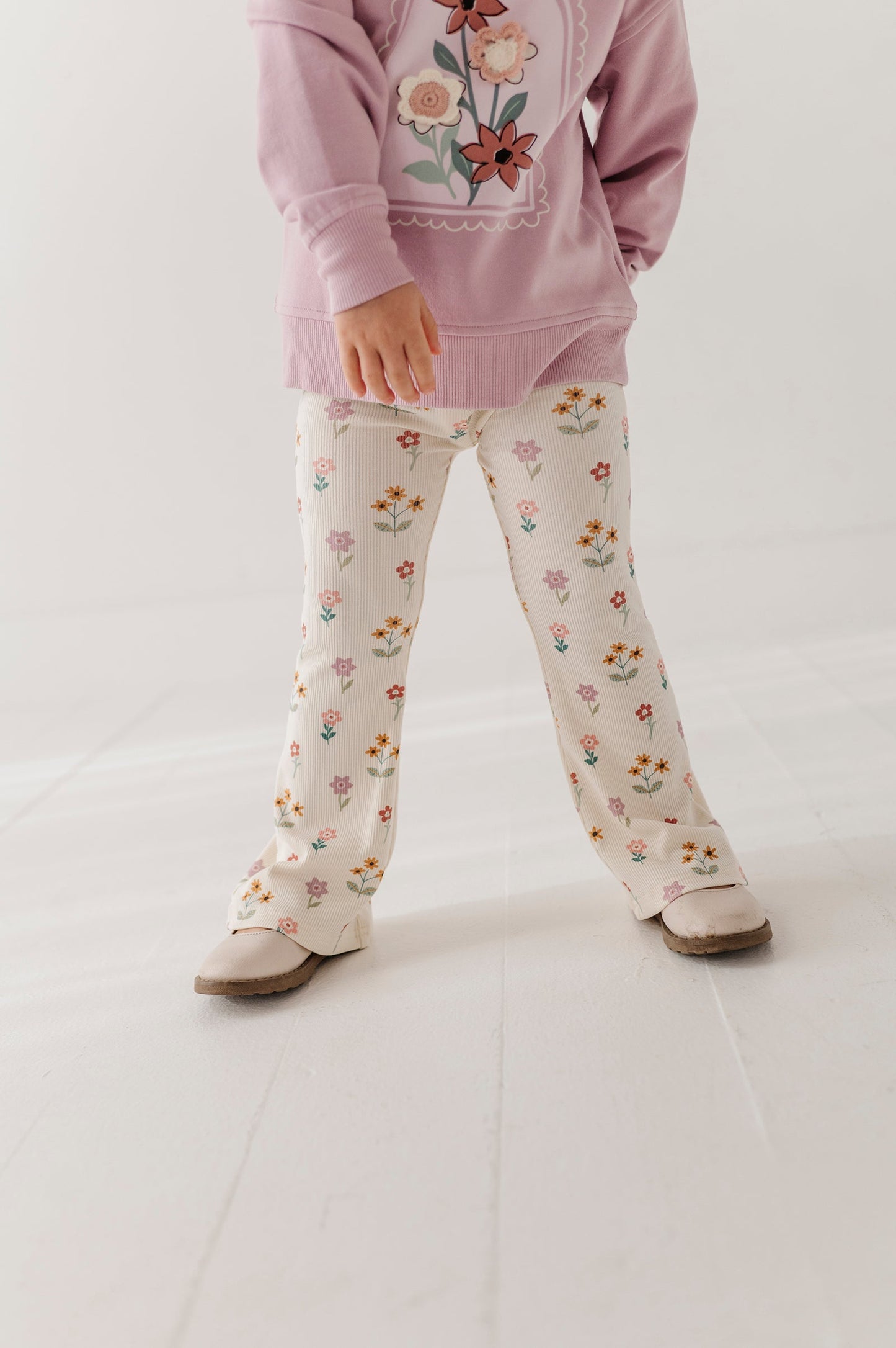 Girls Flare Pants in Meadow Bloom