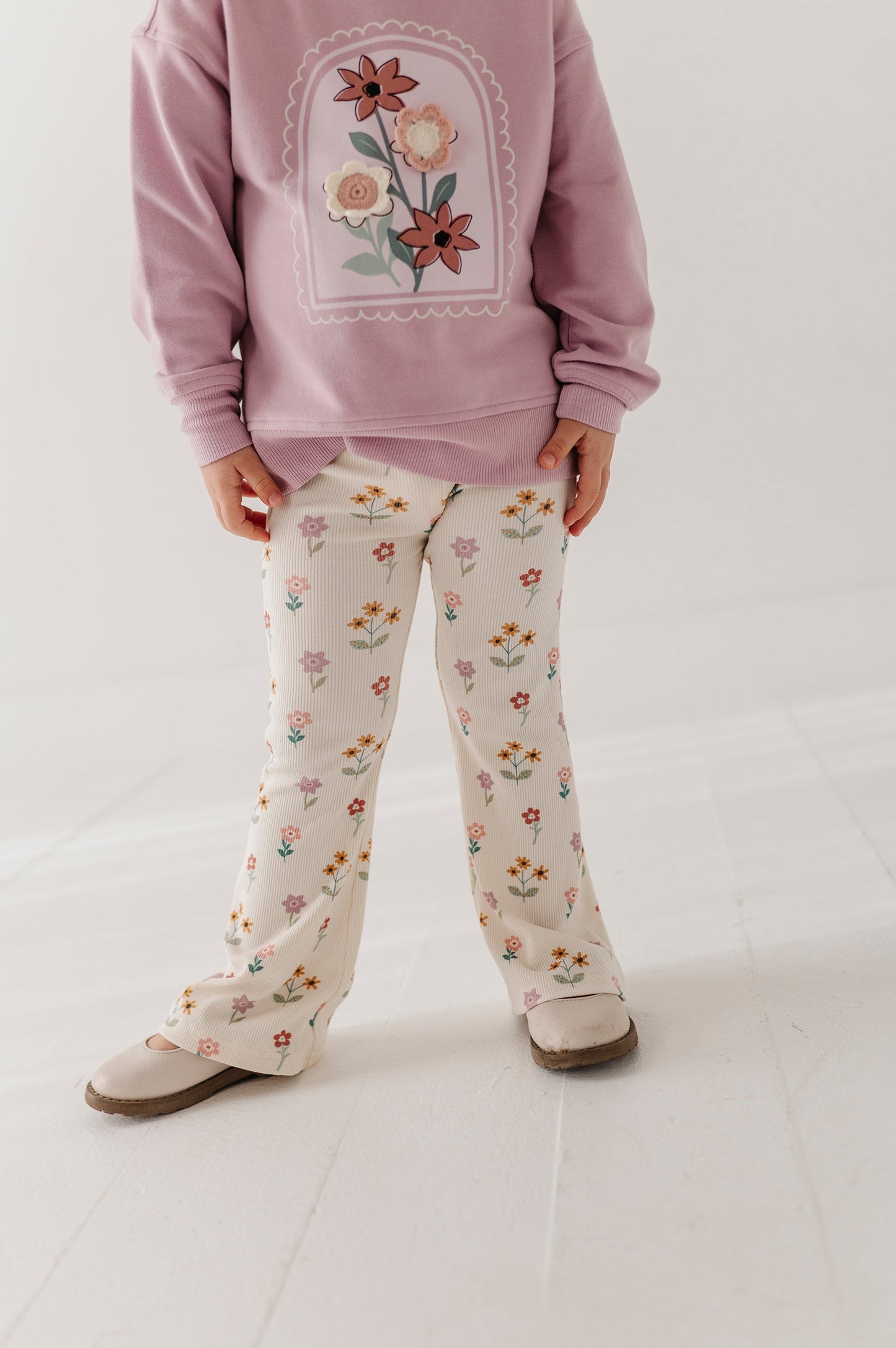 Girls Flare Pants in Meadow Bloom