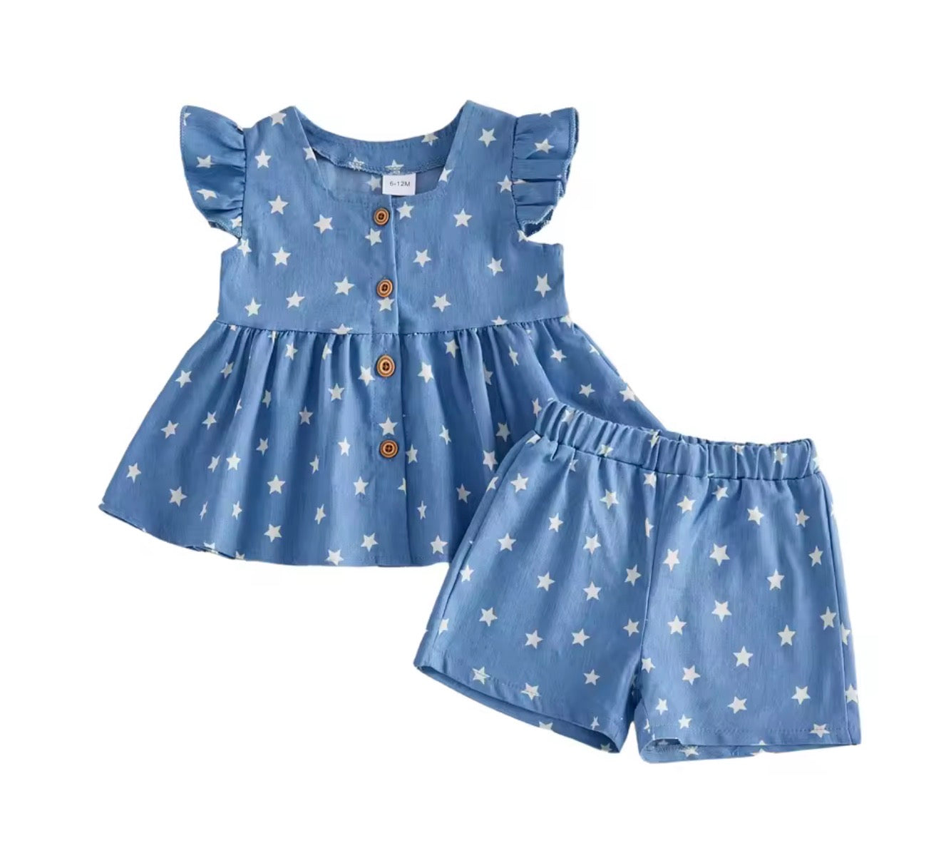 Denim Peplum Stars Set