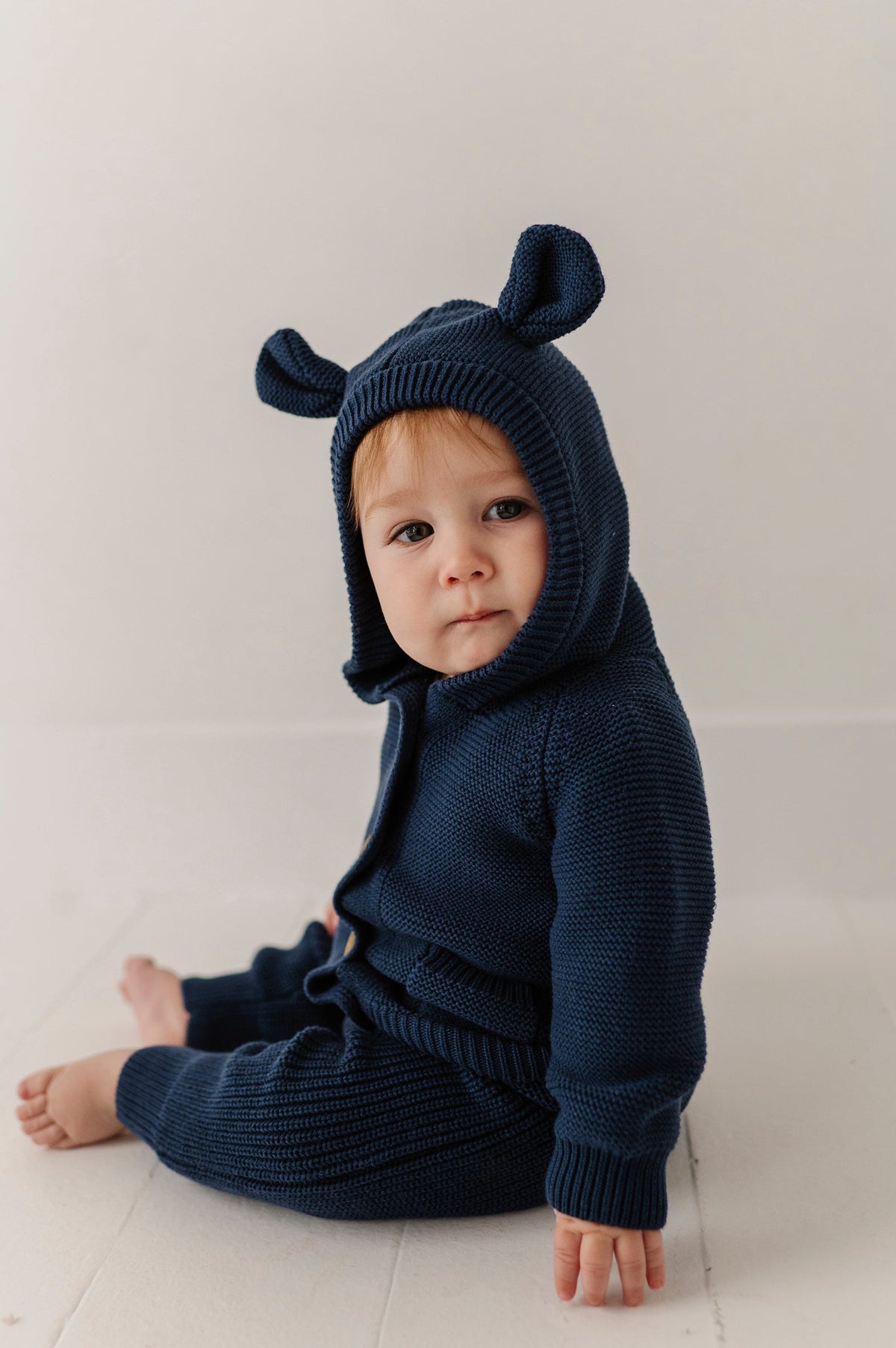 Knit Hoodie in Navy