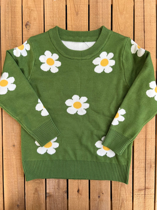 Green Daisy Sweater