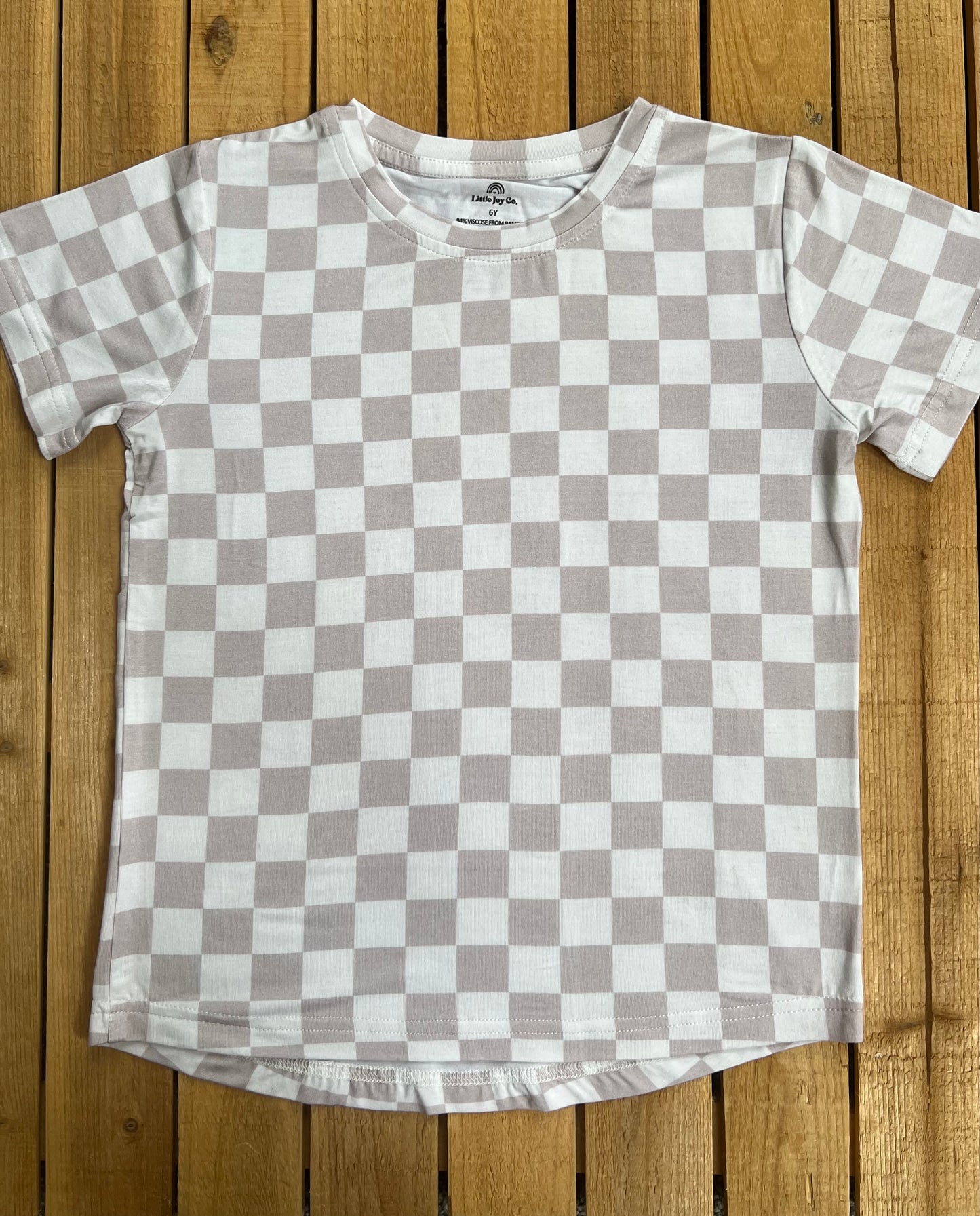 Neutral Checkered Bamboo Tee