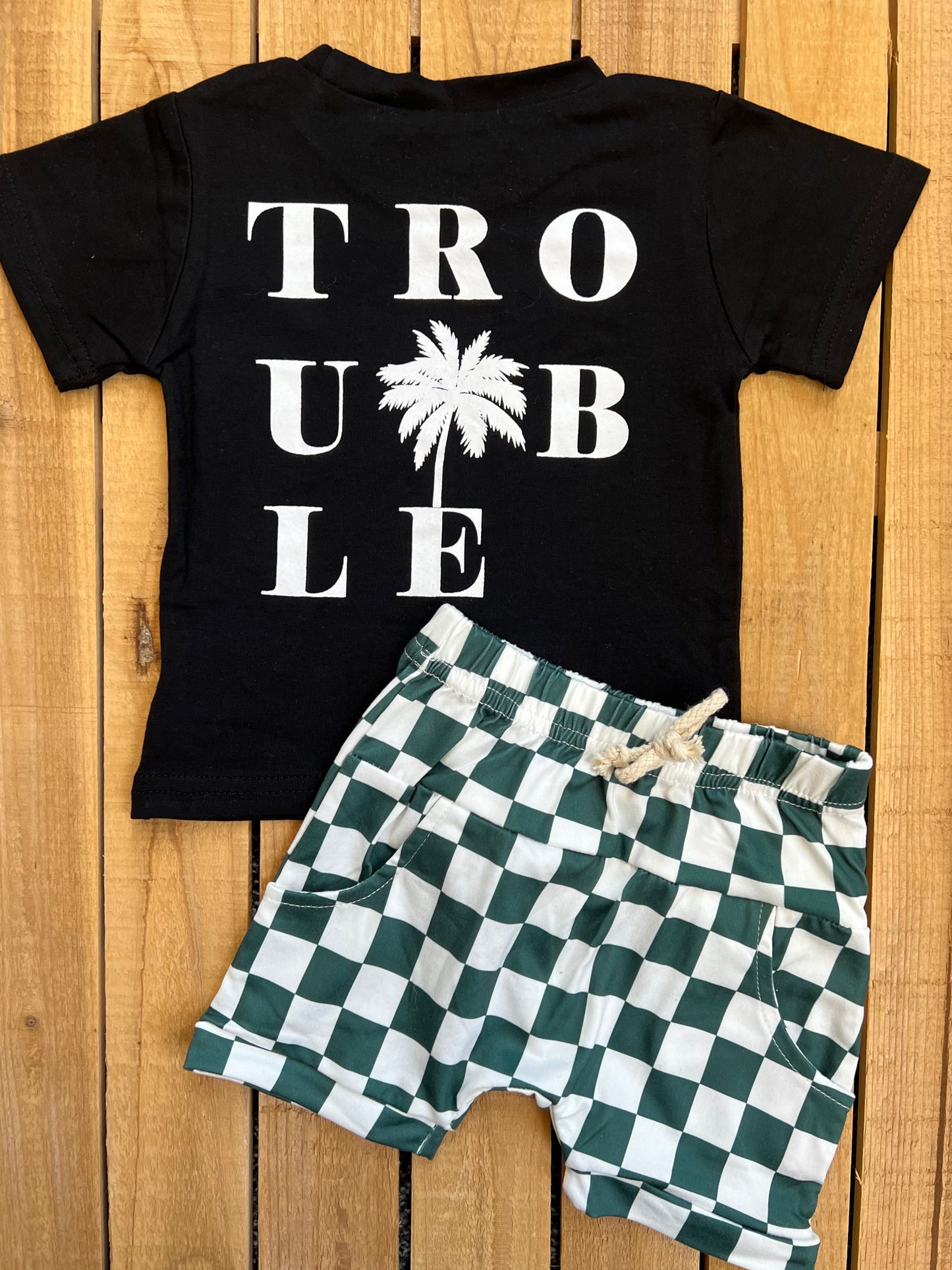 Skull “Trouble” Checkered Set