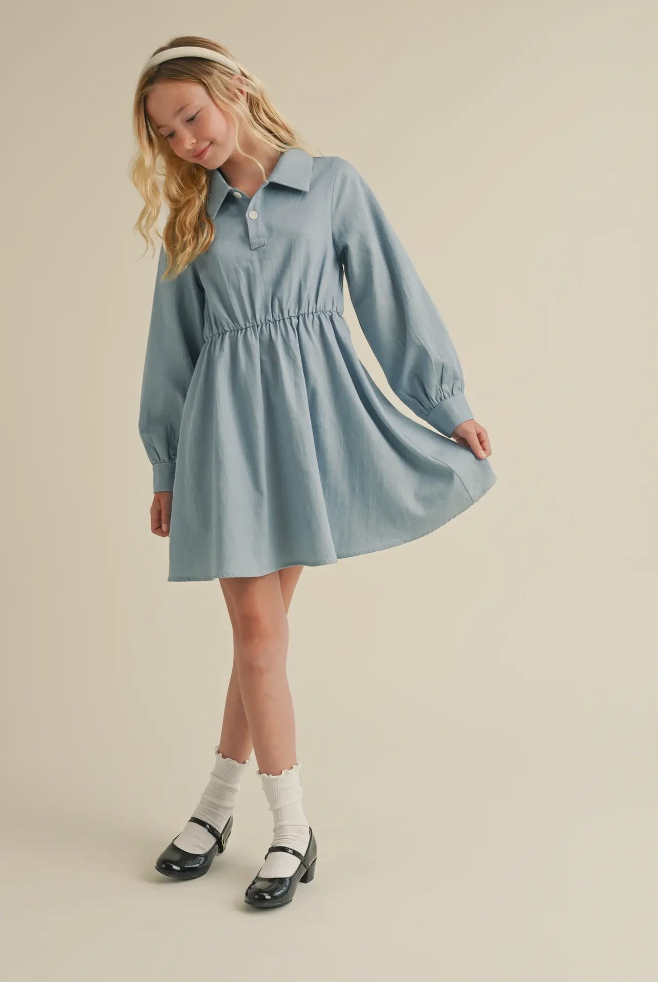 Denim Long Sleeve Shirt Dress