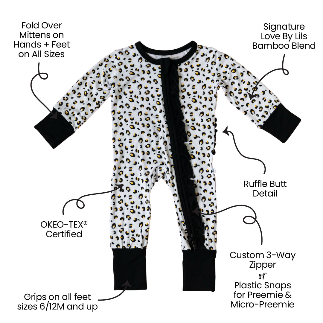 Allie Leopard Bamboo Ruffle Convertible Footie (2T-4T)