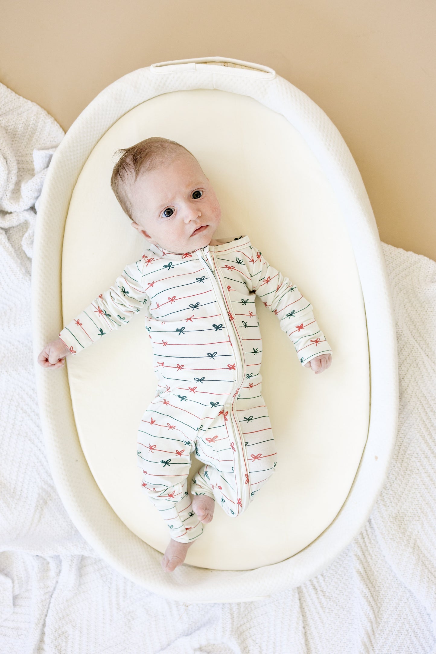 Tied with a Bow Christmas Bamboo Zippy Pajamas