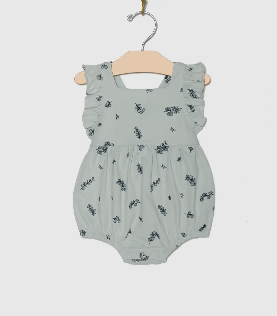 City Mouse Overall Flutter Romper- Eucalyptus