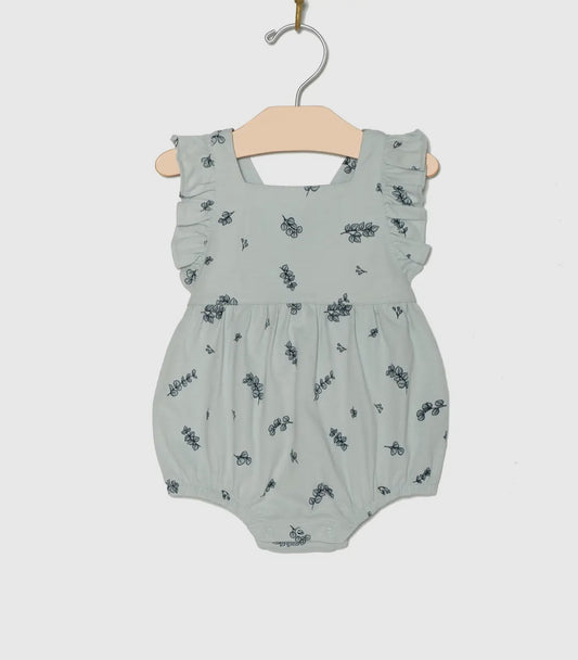City Mouse Overall Flutter Romper- Eucalyptus