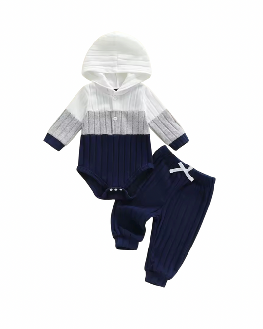 Hooded Navy Color Block Set