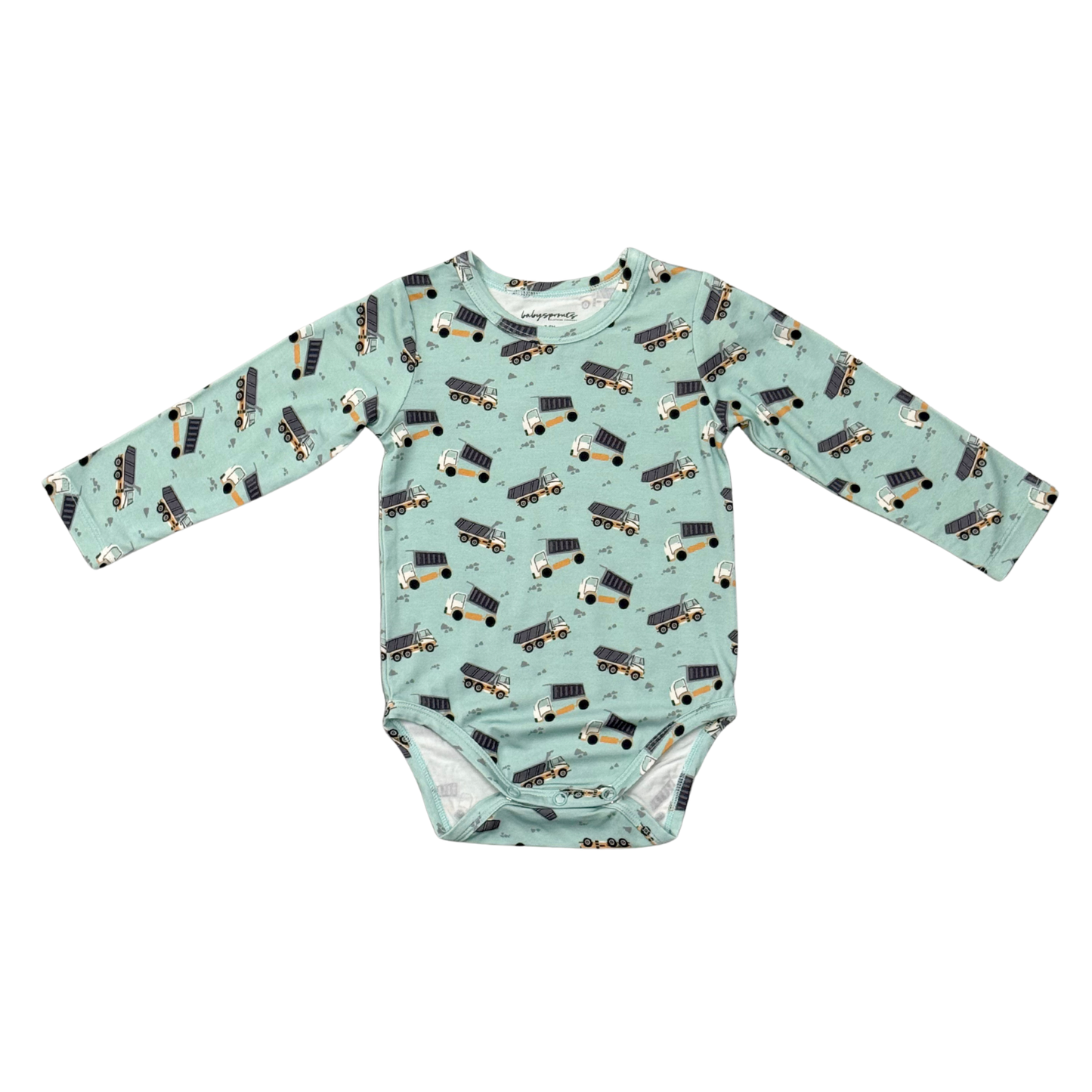 Baby Boy Long Sleeve Bodysuit in Dump Trucks